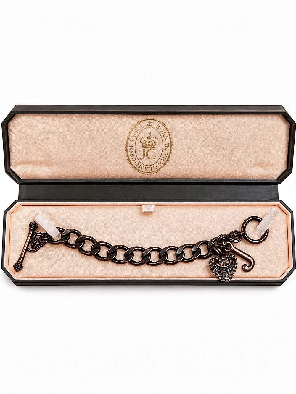 Vintage Juicy Couture Y2K Heart J Charm Toggle Bracelet 7.8โ